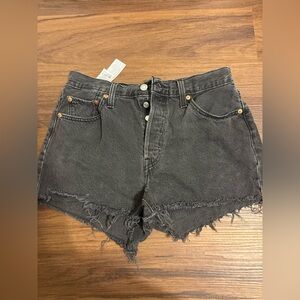 Levi's Black Frayed Hem Denim Shorts